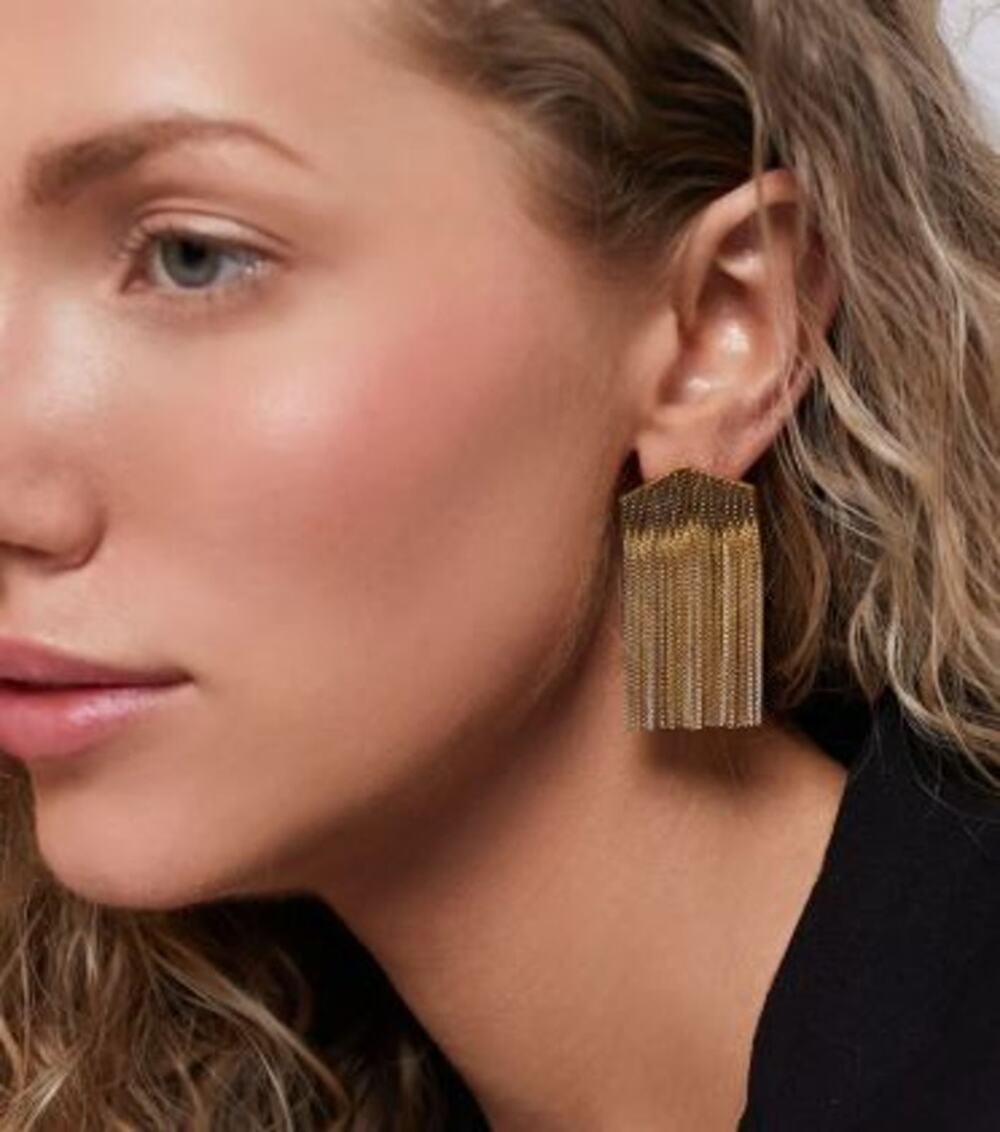 Tuckernuck Gold Sienna Fringe Earrings Dangle Waterfall Gold Chain